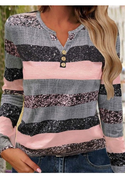 Ulak Handmader Kadın Uzun Kollu Yakadan Düğmeli Çizgili Desenli Süprem Bluz modelleri