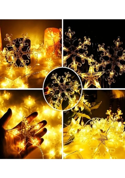 Kar Tanesi Saçaklı Dekoratif Gün Işığı LED 3 Metre Parti Kutlama Dekor Süsleme Yılbaşı LED 8 Mod fiyatları