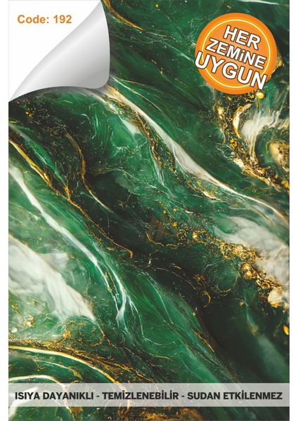 Suya Dayanıklı Mutfak Banyo Zemin Mermer Mobilya Fayans Yapışkanlı Folyo Kaplama Code 192