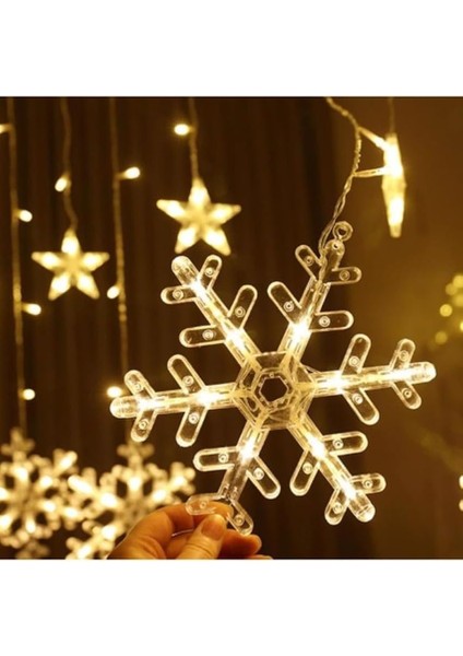 Kar Tanesi Saçaklı Dekoratif Gün Işığı LED 3 Metre Parti Kutlama Dekor Süsleme Yılbaşı LED 8 Mod modelleri