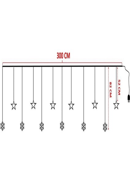 Kar Tanesi Saçaklı Dekoratif Gün Işığı LED 3 Metre Parti Kutlama Dekor Süsleme Yılbaşı LED 8 Mod indirimleri