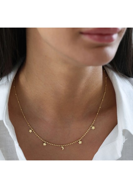 Nisera Charm Sallantılı Ay ve Yıldız Altın Kolye fiyatları