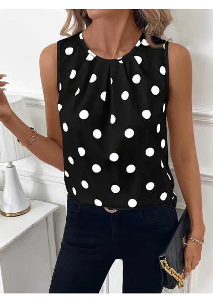 Ulak Handmader Kadın Askılı Yakası Büzgülü Puantiyeli Atlas Bluz fiyatları