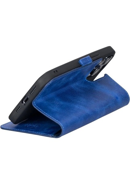 Apple iPhone 13 Pro Max Uyumlu Deri Cüzdanlı Kılıf Okyanus Mavi fırsatları