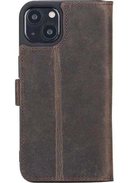 Apple iPhone 13 Uyumlu Deri Cüzdanlı Kılıf Acı Kahve modelleri