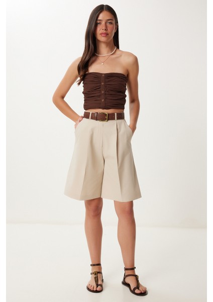 Cepli Bermuda Dokuma Şort LFK0015 Krem fiyatları