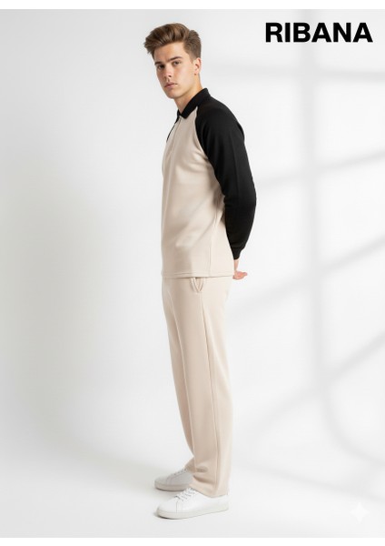 Unısex Baskılı Cepli Beli Lastikli Fermuarlı Gömlek Yaka Alt-Üst 2'li Takım fiyatları