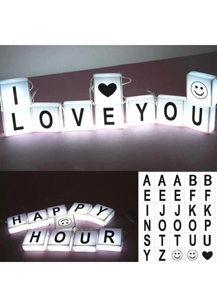 10LU Lightbox Işıklı Harf Mesaj Panosu Dekoratif Harf Işık Zinciri indirimleri