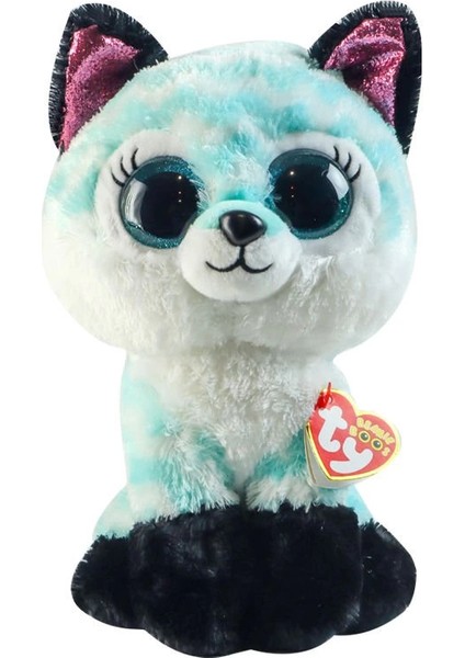 Ty Beanie Boos Mavi Şevron Desenli Peluş Tilki Atlas 17 cm