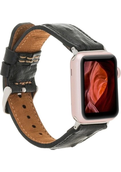 Apple Watch Uyumlu Deri Kordon 42-44-45MM De5 Siyah indirimleri