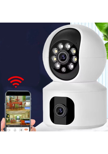 Yosee Uygulama Çift Kameralı Wifi Bağlantılı Gece Görüşlü Ev Tipi Güvenlik Kamerası
