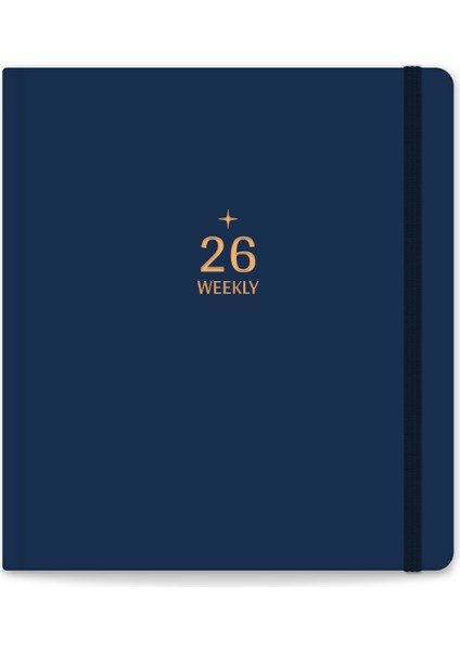 2026 Dikey Haftalık Ajanda 12 Aylık Sert Kapak 18X20 cm - Lacivert indirimleri