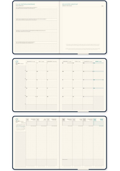 2026 Dikey Haftalık Ajanda 12 Aylık Sert Kapak 18X20 cm - Lacivert