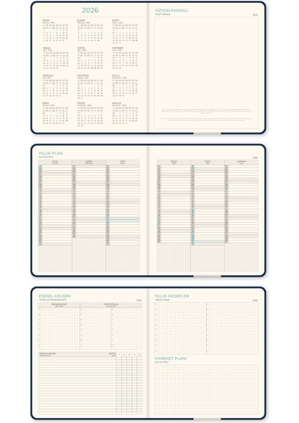 2026 Dikey Haftalık Ajanda 12 Aylık Sert Kapak 18X20 cm - Lacivert