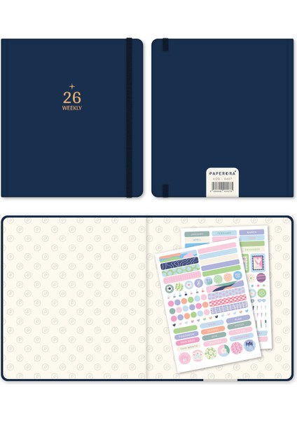 2026 Dikey Haftalık Ajanda 12 Aylık Sert Kapak 18X20 cm - Lacivert
