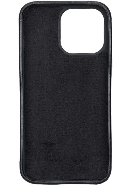 Apple iPhone 13 Pro Uyumlu Deri Arka Kapak Rock Rst1 Siyah modelleri