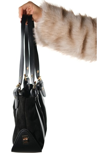 Nerına Siyah Süet Hakiki Deri Kadın Kol Çantası indirimleri