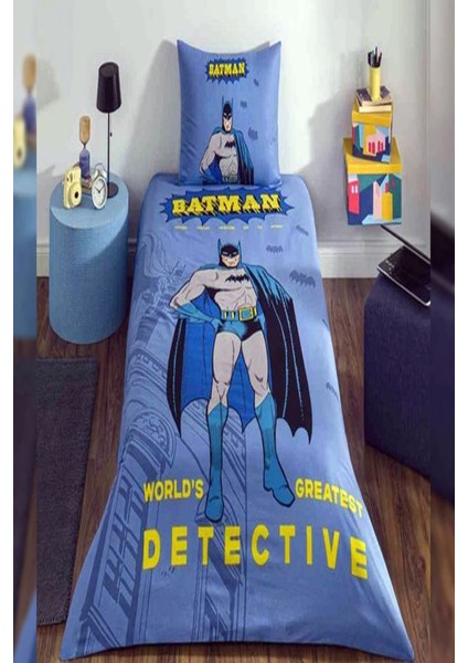 Lisanslı Tek Kişilik Nevresim Takımı Lastikli Çarşaf Batman Detective