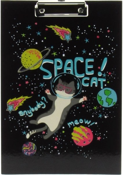 Sekreterlik St-20 Uzaylı Kedi Desenli Kapaksız +Lizi A5 Renkli Çizgili Defter