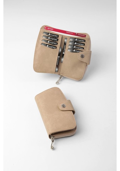 Orta Boy Kadın Cüzdan - 65306 - Bej