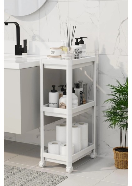 3 Katlı Banyo Raf Ünitesi (Peggy) Beyaz Banyo Düzenleyici Şampuanlık Havluluk Dolap(Beyaz) fiyatları