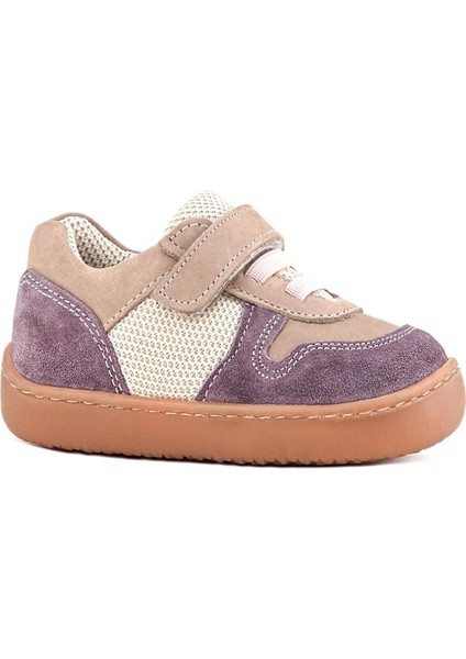 Bob Hakiki Deri Mor Pudra Barefoot Cırtlı Lastikli Bebek Sneaker Ayakkabı