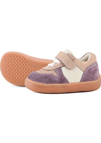 Bob Hakiki Deri Mor Pudra Barefoot Cırtlı Lastikli Bebek Sneaker Ayakkabı