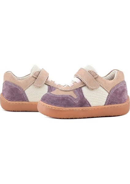 Bob Hakiki Deri Mor Pudra Barefoot Cırtlı Lastikli Bebek Sneaker Ayakkabı