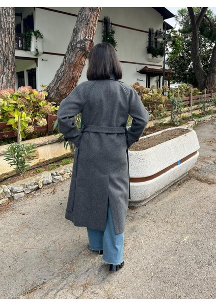 Çift Düğmeli Kemerli Kaşe Kaban fırsatları