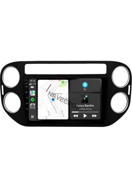 Volkswagen Tıguan 2012-16 9" Siyah Uyumlu Android Multimedia Gerçek 4/64 Kablosuz Carplay Geri Görüş Kameralı