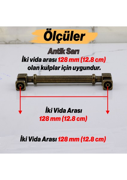 Mobilya Çekmece Mutfak Dolabı Dolap Kulpları Kulb 12.8 cm 128 mm Çizgili Metal Antik Sarı Kulp modelleri