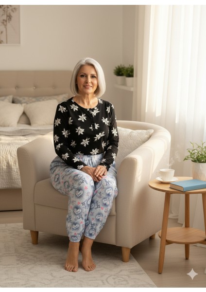 Kadın Kışlık Kadın Anne Içlik Pijama Altı %100 Pamuk Içi Miflonlu Klasik Beli Lastikli Rahat indirimleri