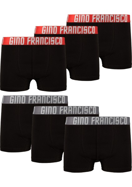 Pamuklu Esnek 6'lı Kutulu Comfort Erkek Boxer - Red & Gray Collection