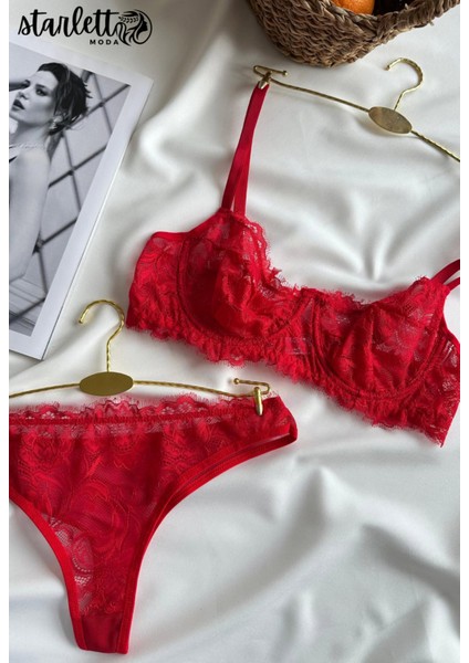Tutkulu Kırmızı Dantel Sütyen Külot Takımı modelleri