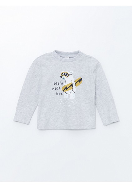 Yeni Sezon Bisiklet Yaka Uzun Kollu Baskılı Erkek Bebek Tişört ve Pantolon 2'li Takım fiyatları