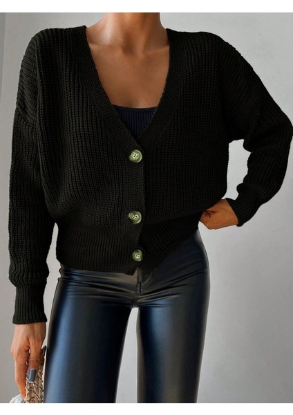 Ulak Handmader Kadın Uzun Kollu Düğme Detay Triko Hırka