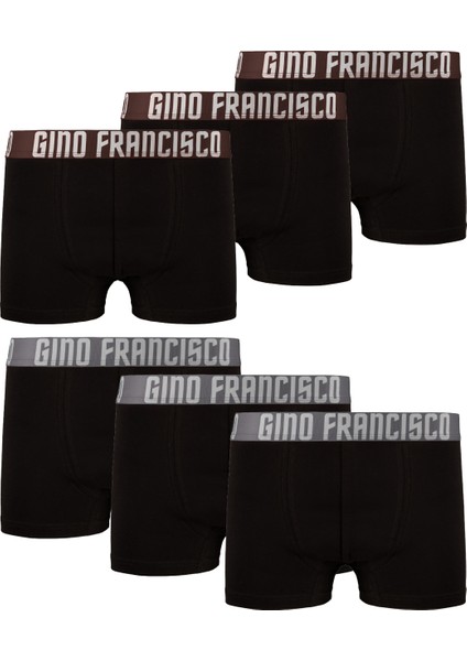 Pamuklu Esnek 6'lı Kutulu Comfort Erkek Boxer - Gray & Brown Collection