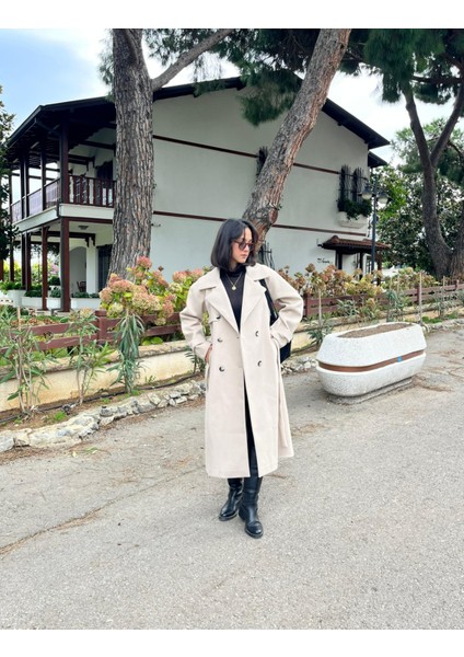 Çift Düğmeli Kemerli Kaşe Kaban indirimleri