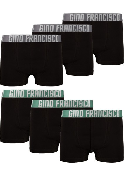 Pamuklu Esnek 6'lı Kutulu Comfort Erkek Boxer - Gray & Green Collection