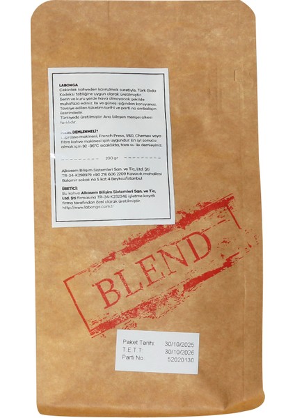 Filtre Blend Çekirdek Kahve 200 gr (Afrika Harmanı) fiyatları