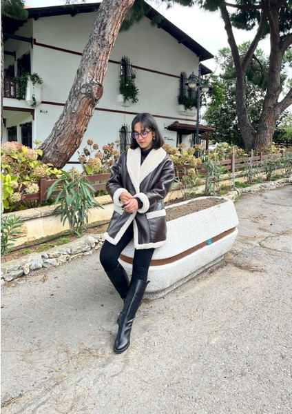 Kahve Içi Kürklü Deri Kaban