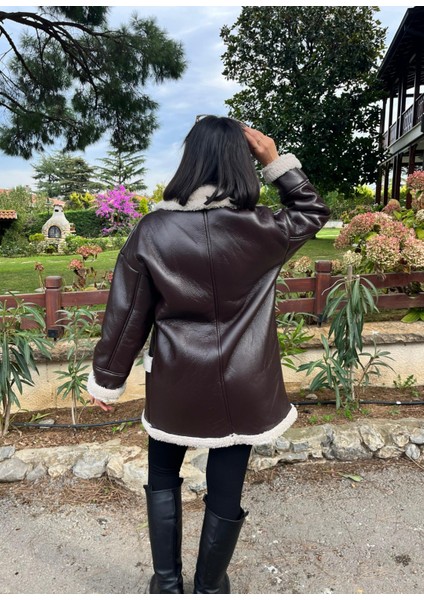 Kahve Içi Kürklü Deri Kaban fırsatları