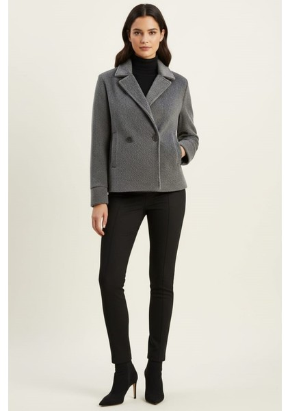 Kadın Kruvaze Yaka Astarlı Cep Detaylı Kısa Kaşe Ceket Kaban modelleri