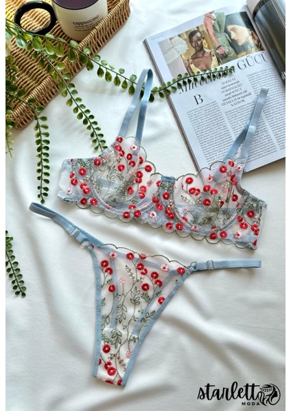 Papatya Çiçek Desenli Kapsız Brode Iç Çamaşırı Takımı fiyatları