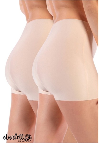 Kadın Ten Rengi Dikişsiz Lazer Kesim 2'li Paket Extra Rahat Boxer