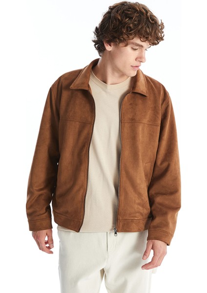 Yeni Sezon Standart Kalıp Gömlek Yaka Süet Erkek Ceket