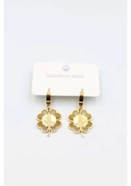 Tuğra Yonca Küpe - Altın