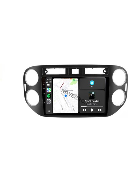 Volkswagen Tıguan 2008-11 9" Siyah Uyumlu Android Multimedia Gerçek 4/64 Kablosuz Carplay Geri Görüş Kameralı