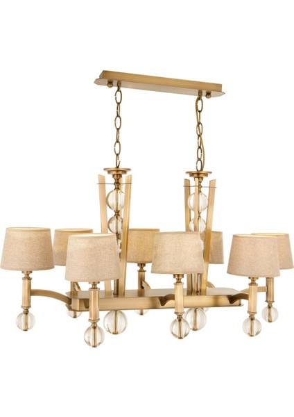 Avonnı AV-35002-8ES-YM Eskitme Kaplama Modern Avize E27 Metal Cam Kumaş 100X55CM