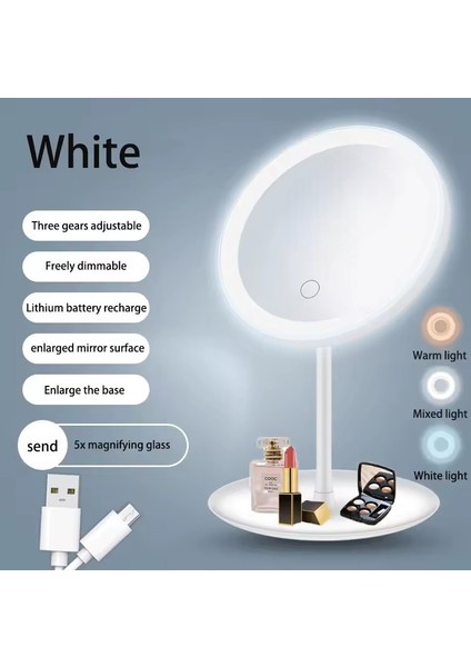 Yeni Işıklı Makyaj Aynası Beyaz LED Gün Işığı Makyaj Aynası Çıkarılabilir/saklama Tabanı 3 Modlu Işıklı Ayna